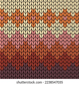 Autumn color Seamless knitted pattern with vertical stripes. Vector illustration.