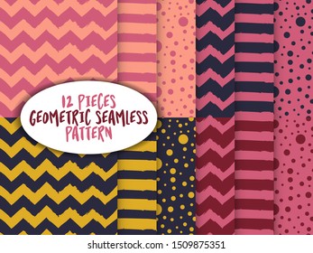 Autumn color seamless pattern design collection - funny hand drawn doodle, seamless pattern. 