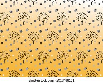 Autumn Color Tree and Dot Pattern Background