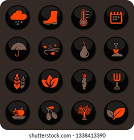 Autumn color vector icons on dark background for user interface design