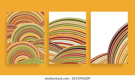 autumn color wavy design elements vector background template set