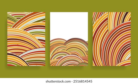 autumn color wavy design elements vector background template set