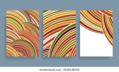 autumn color wavy design elements vector background template set
