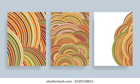 autumn color wavy design elements vector background template set