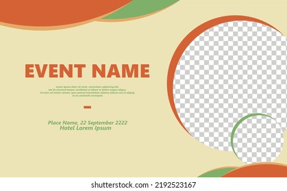 Autumn colored abstract vector layout background with round image space and logo space. Suitable for meeting, talk show, conference, event, commemoration, seminar, webinar, and exhibition.