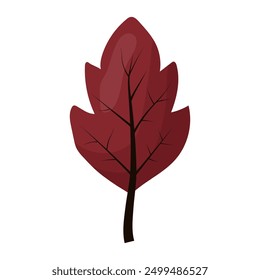 Hoja brillante de color otoñal resaltada sobre un fondo blanco. Ilustración vectorial