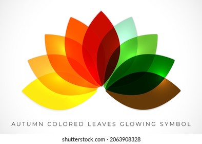 Autumn colored leaves glowing symbol - vector illustration