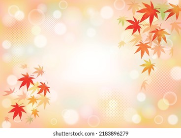 Autumn colored leaves, Hand-drawn, abstract, simple frame design