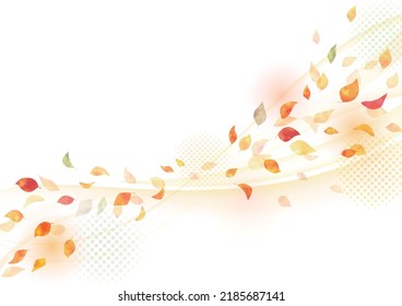 Autumn colored leaves, Hand-drawn, abstract, simple frame design