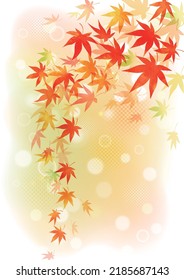 Autumn colored leaves, Hand-drawn, abstract, simple frame design