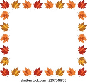 Autumn colored leaves. Vector autumnal frame.