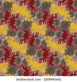 Autumn colored seamless pattern with leaves for texture or background.
