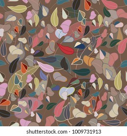 Autumn colored seamless pattern with leaves for texture or background.