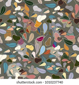 Autumn colored seamless pattern with leaves for texture or background.