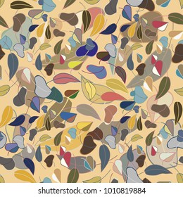 Autumn colored seamless pattern with leaves for texture or background.