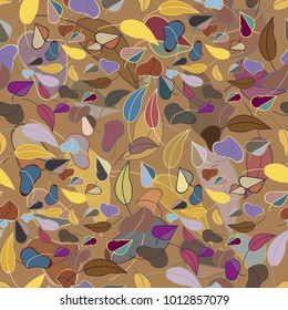 Autumn colored seamless pattern with leaves for texture or background.