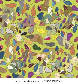 Autumn colored seamless pattern with leaves for texture or background.