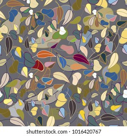 Autumn colored seamless pattern with leaves for texture or background.