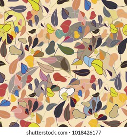 Autumn colored seamless pattern with leaves for texture or background.