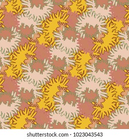 Autumn colored seamless pattern with leaves for texture or background.