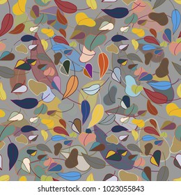 Autumn colored seamless pattern with leaves for texture or background.