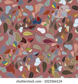 Autumn colored seamless pattern with leaves for texture or background.