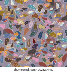 Autumn colored seamless pattern with leaves for texture or background.