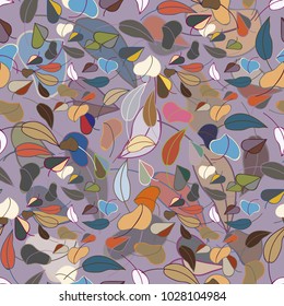 Autumn colored seamless pattern with leaves for texture or background.