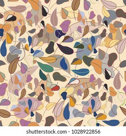 Autumn colored seamless pattern with leaves for texture or background.