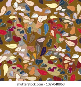 Autumn colored seamless pattern with leaves for texture or background.