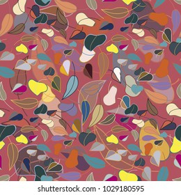 Autumn colored seamless pattern with leaves for texture or background.
