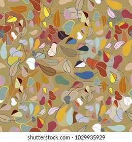 Autumn colored seamless pattern with leaves for texture or background.