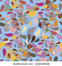 Autumn colored seamless pattern with leaves for texture or background.