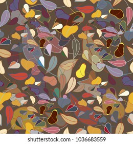 Autumn colored seamless pattern with leaves for texture or background.