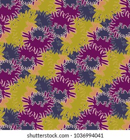 Autumn colored seamless pattern with leaves for texture or background.