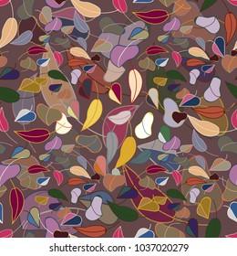 Autumn colored seamless pattern with leaves for texture or background.