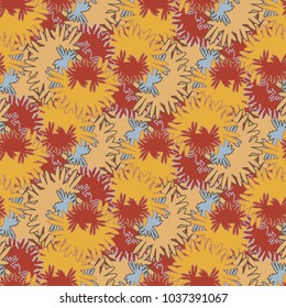 Autumn colored seamless pattern with leaves for texture or background.