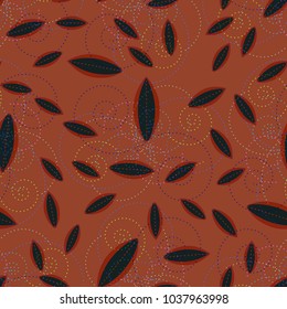 Autumn colored seamless pattern with leaves for texture or background.