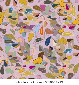 Autumn colored seamless pattern with leaves for texture or background.