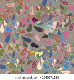 Autumn colored seamless pattern with leaves for texture or background.