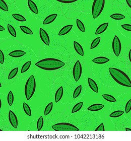 Autumn colored seamless pattern with leaves for texture or background.