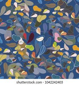 Autumn colored seamless pattern with leaves for texture or background.