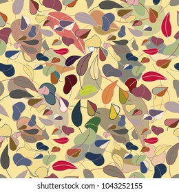 Autumn colored seamless pattern with leaves for texture or background.
