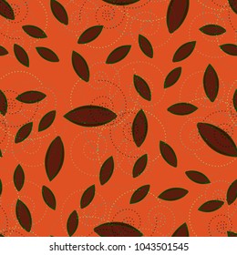 Autumn colored seamless pattern with leaves for texture or background.