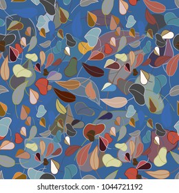 Autumn colored seamless pattern with leaves for texture or background.
