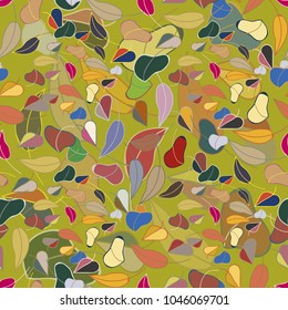 Autumn colored seamless pattern with leaves for texture or background.