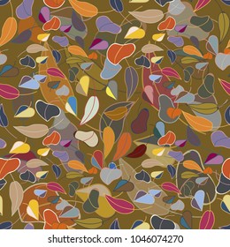 Autumn colored seamless pattern with leaves for texture or background.