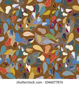 Autumn colored seamless pattern with leaves for texture or background.