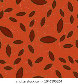 Autumn colored seamless pattern with leaves for texture or background.