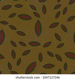 Autumn colored seamless pattern with leaves for texture or background.